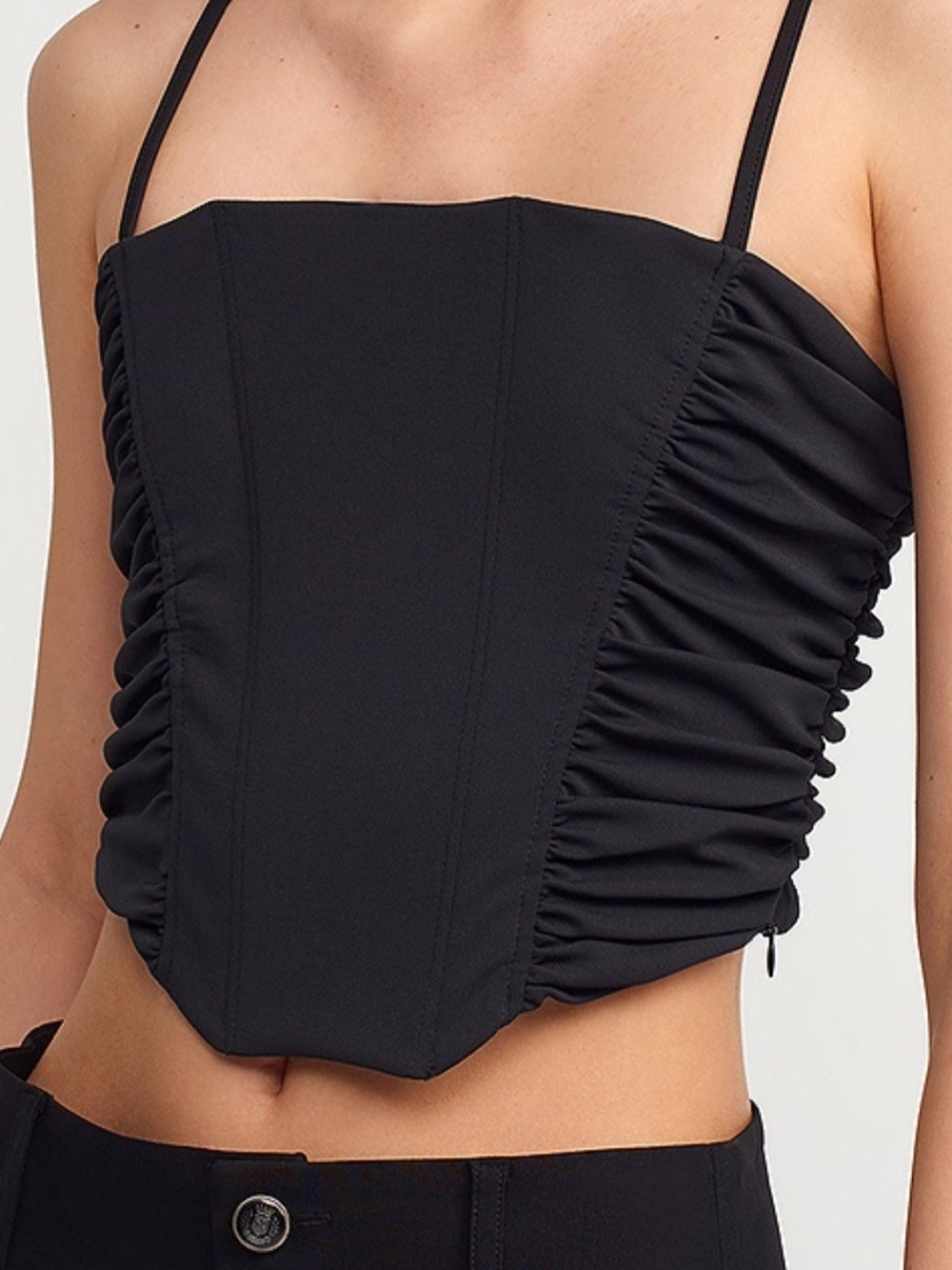 Zara Black Satin Label Top